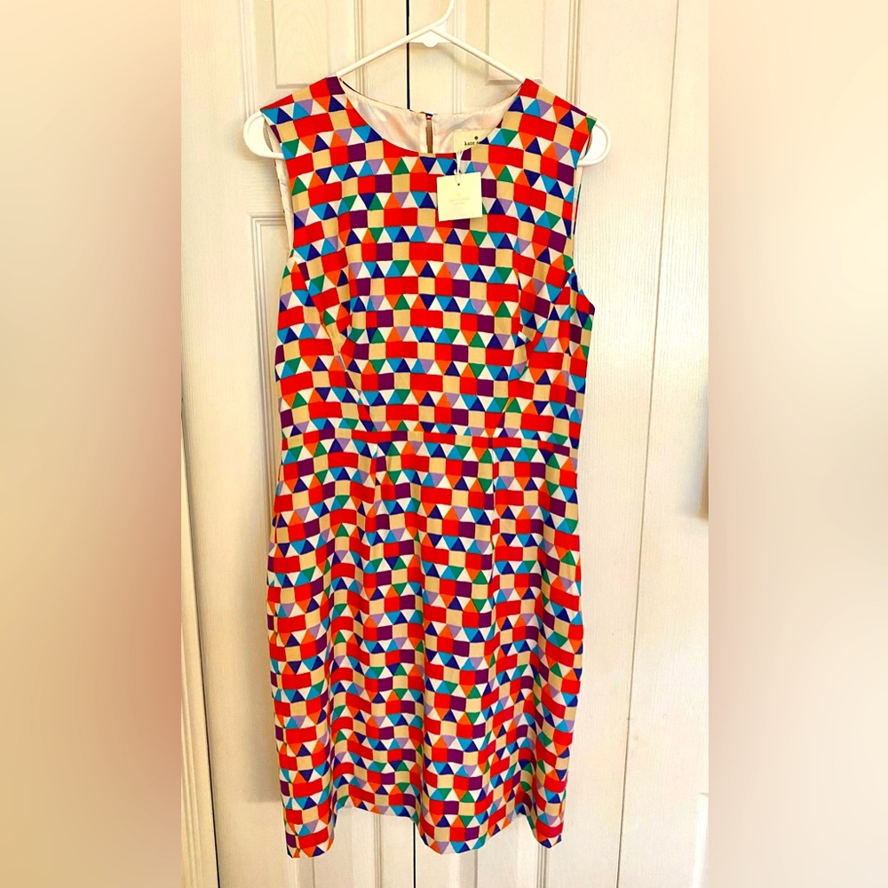 NWOT Kate Spade Size 8 White, Red, Blue & Green Dress